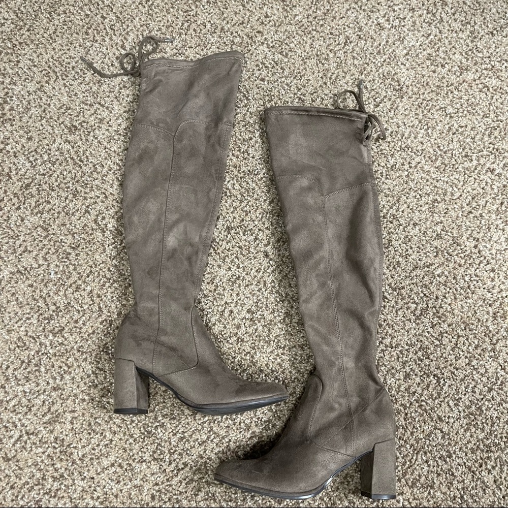 Marc Fisher Over the Knee Taupe Heeled Boots
